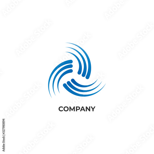 Blue vortex logo design template. Hurricane icon. Tornado logo concept isolated on white background