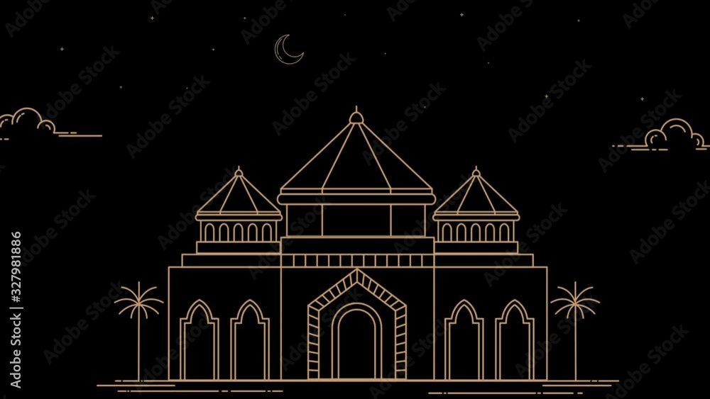 monoline style mosque, Ramadan celebration concept
