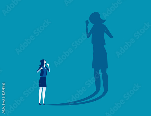 Person fighting his own shadow. Self-defeating concept, Effort