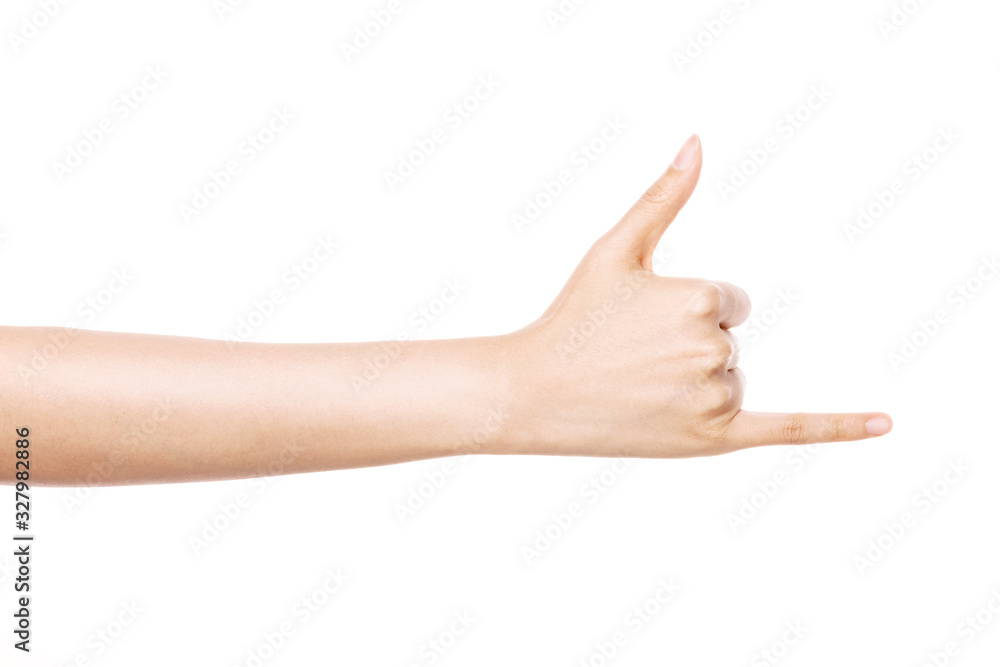 woman hand gesture (promise) isolated on white. woman hand gesture (promise) isolated on white.