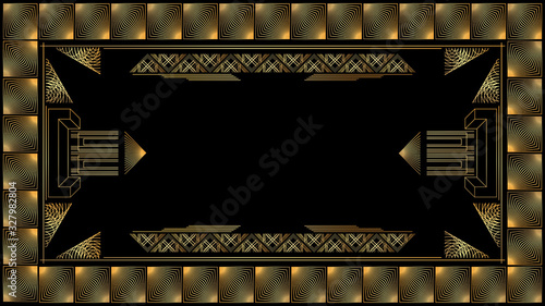 Luxury geometric background with space for text. Vector illustrated vintage wedding invitation, greeting card in art deco.