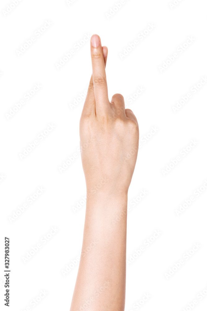 woman hand gesture (love, sharing) isolated on white.