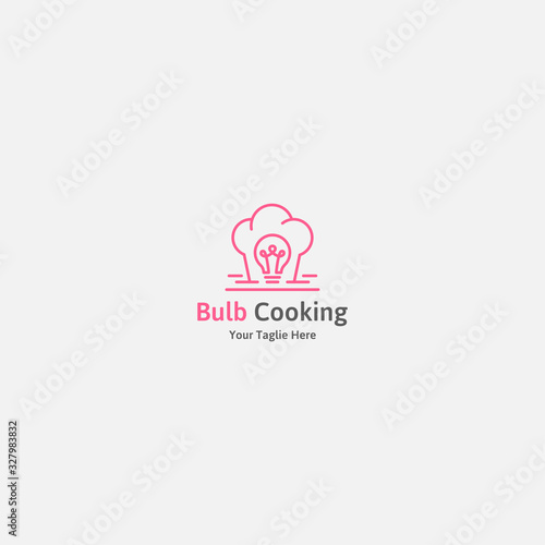 Bulb cooking logo concept. lighting logo template - vector