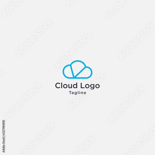 cloud line logo template - vector