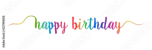 Happy Birthday Hand Writing Colorful Text Lettering Brush Calligraphy isolated on White Background. Greeting Card Vector Illustration