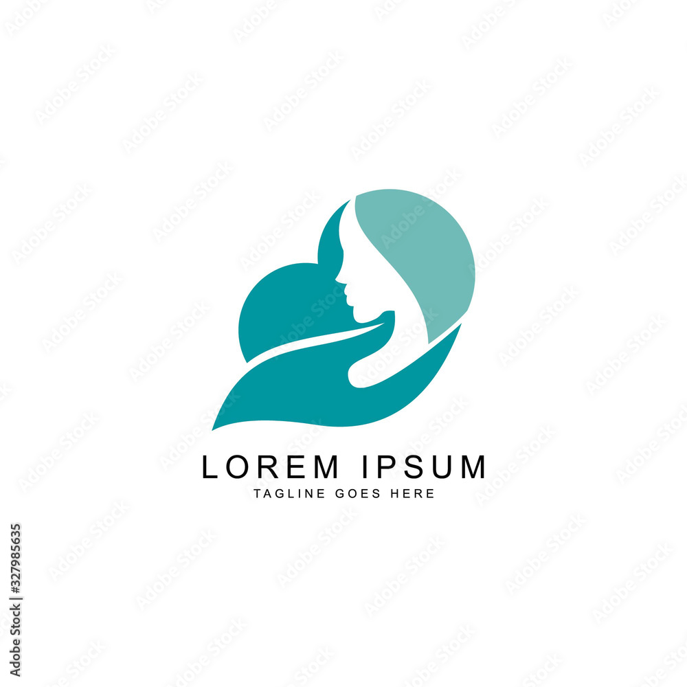 leaf and face logo template