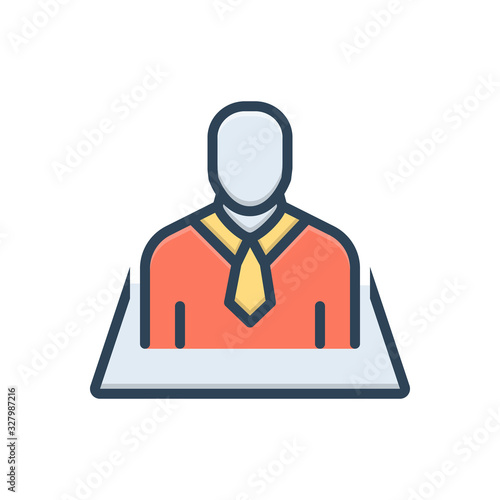 Color illustration icon for position designation 