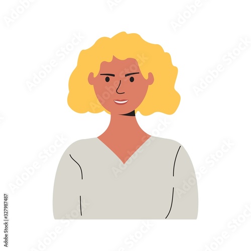 Vector drawing woman, girl in trendy style. For social network icons or web portrait of students, team partners, friends, colleagues