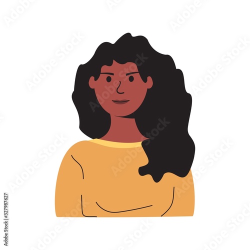 Vector drawing woman, girl in trendy style. For social network icons or web portrait of students, team partners, friends, colleagues