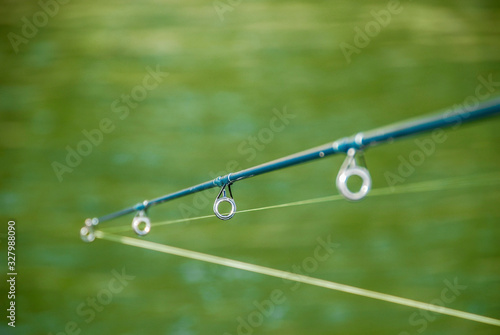 A fishing rod and water.
