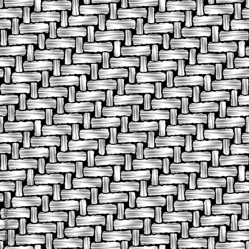 abstract geometric texture seamless pattern in black and white. can be rough bricks or needlework of fiber fabric