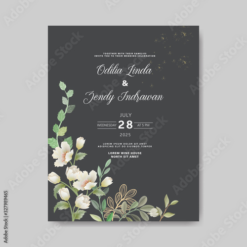 beautiful floral vector wedding invitation card