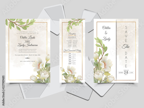 beautiful floral vector wedding invitation card