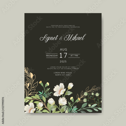 beautiful floral vector wedding invitation card