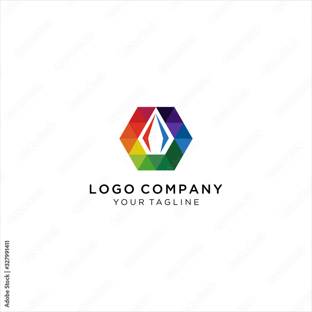 logo abstract Diamond with a triangle hexagon shape, multicolour, symbol, icon, graphic, vector. logo abstract Diamond with a triangle hexagon shape, multicolour, symbol, icon, graphic, vector.