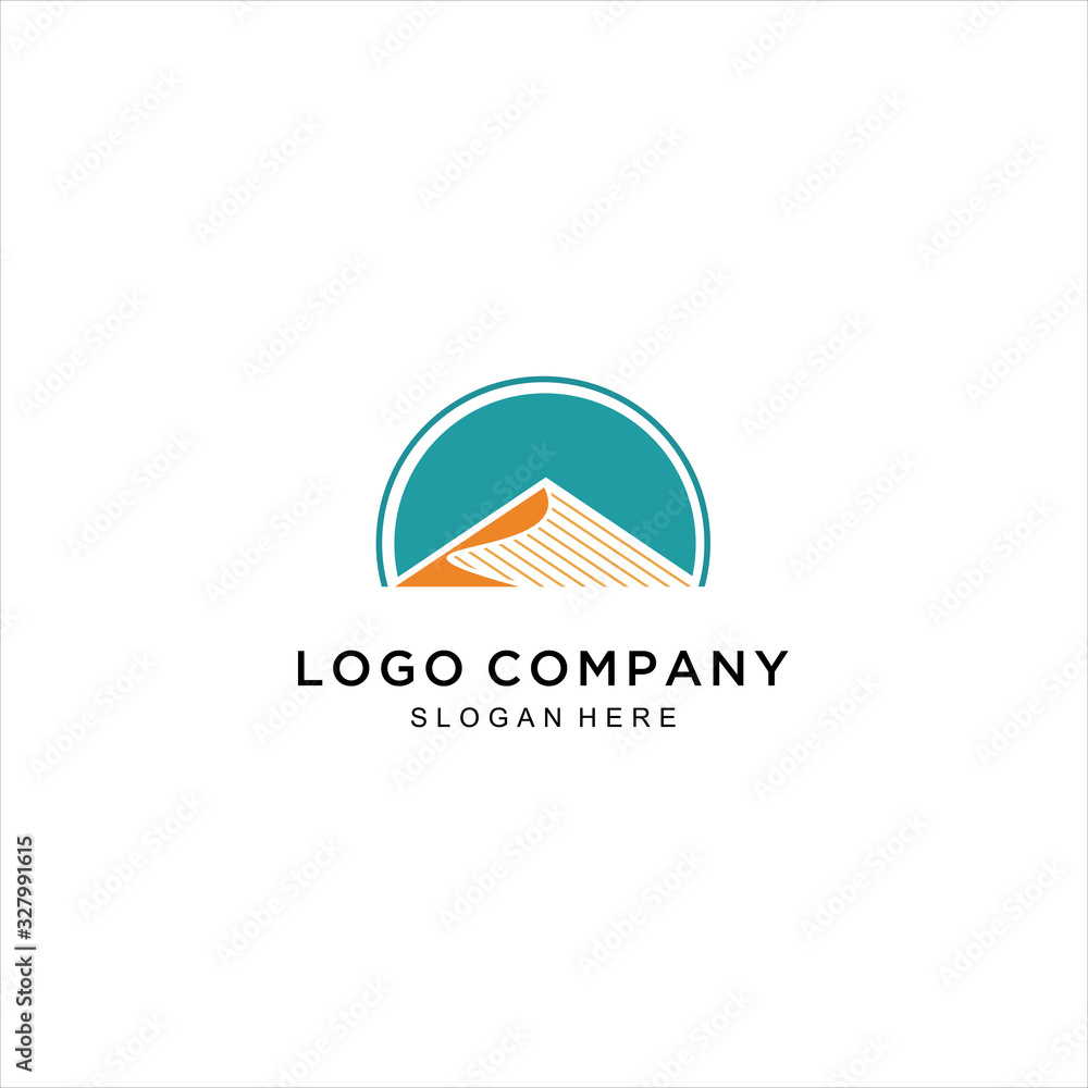 simple vector line art mountain landscape logo, mountain mono line art logo vector design