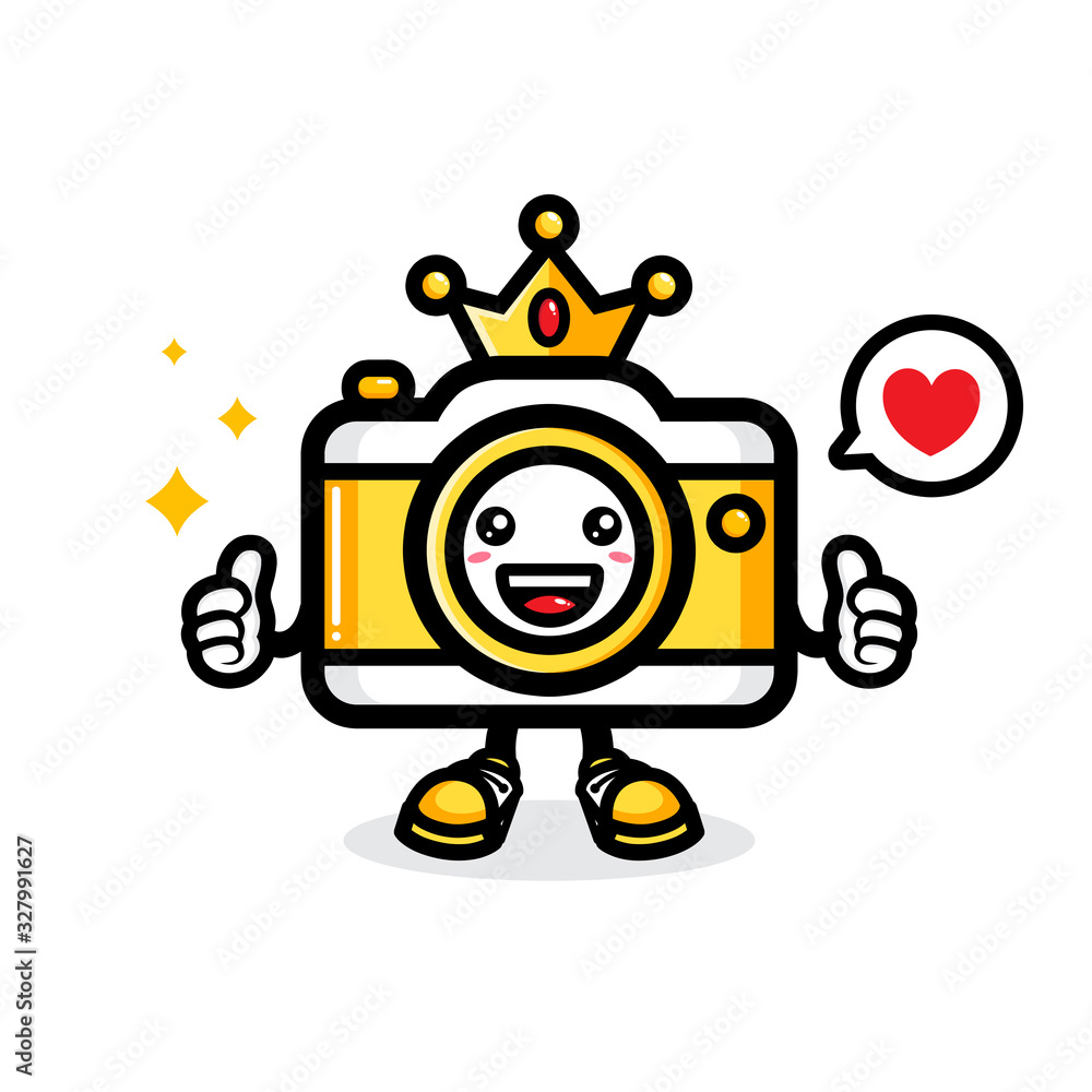 Naklejka premium Vector design of the camera king mascot