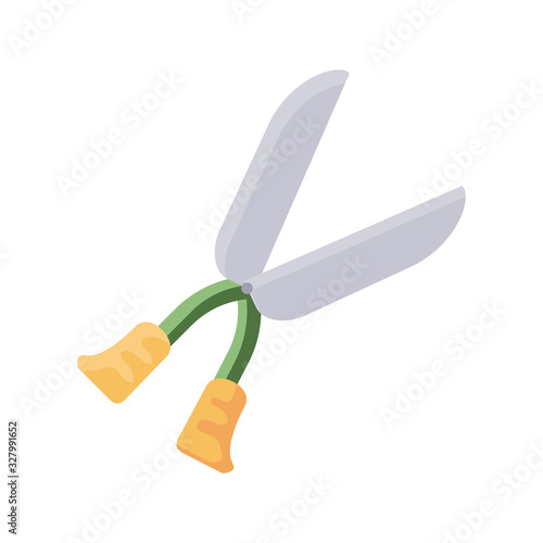 garden shears icon, flat detail style