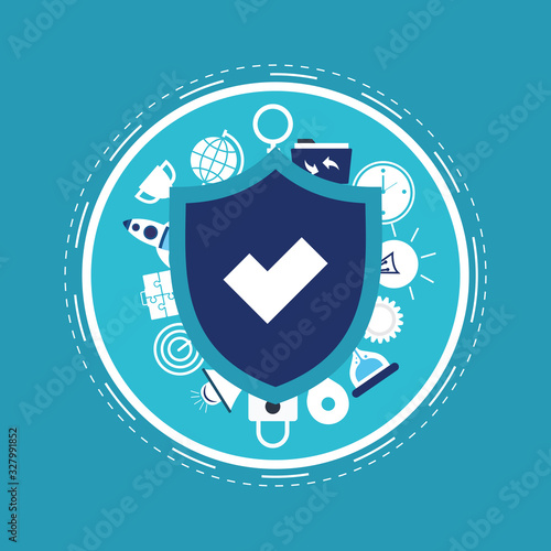Data protection and safe work. Flat design.