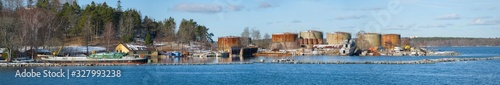 Photography Junkyard island in  the archipelago of Stockholm a winter day in snow