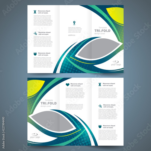 Tri-fold curves design template cover brochure