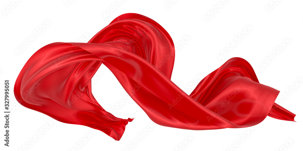 Fototapeta premium Beautiful flowing fabric of blue wavy silk or satin. 3d rendering image.