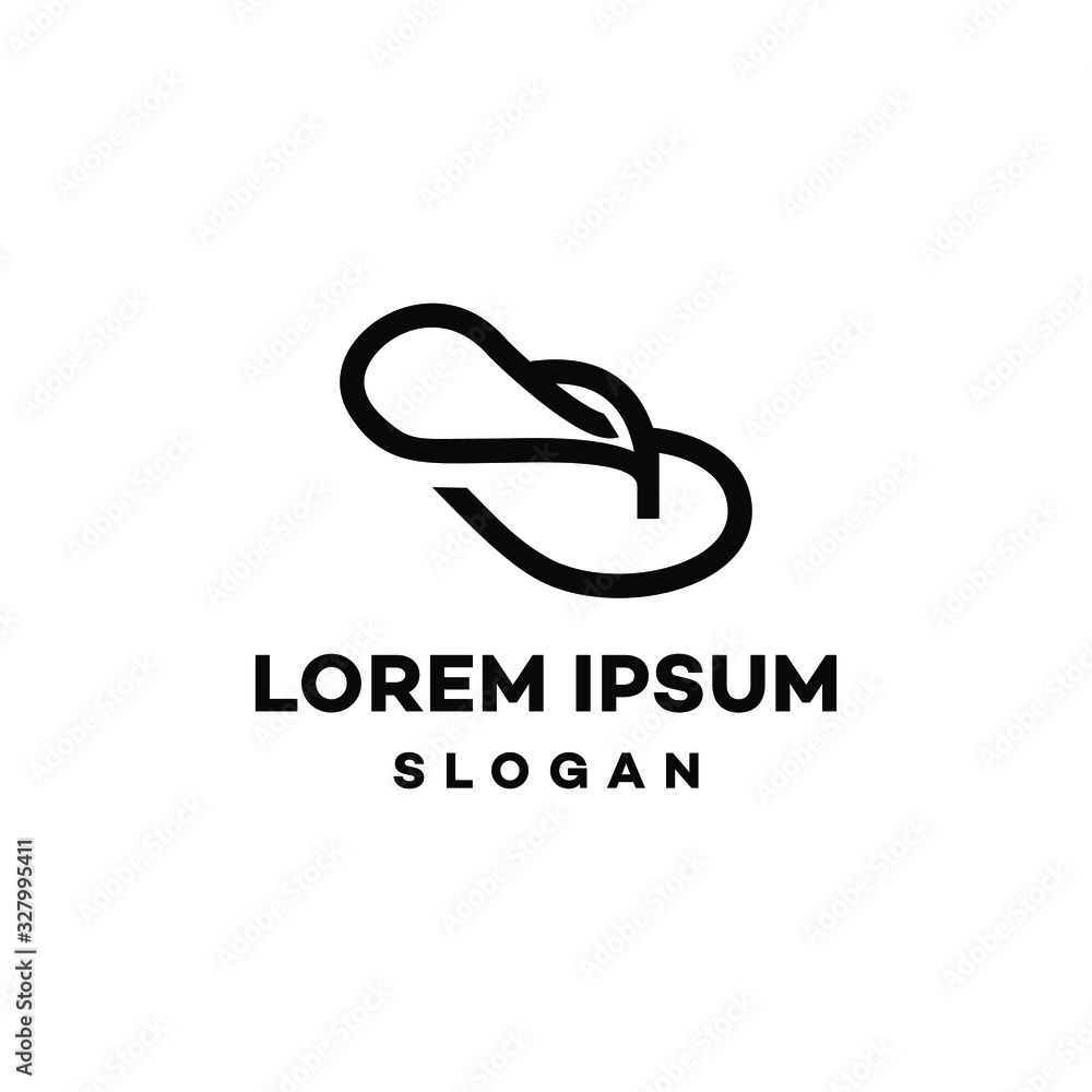 Fototapeta premium sandal flip flop icon vector slipper logo in trendy line style illustration isolated element