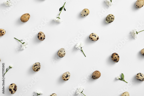 Wallpaper Mural Quail eggs and white flower seamless pattern Torontodigital.ca