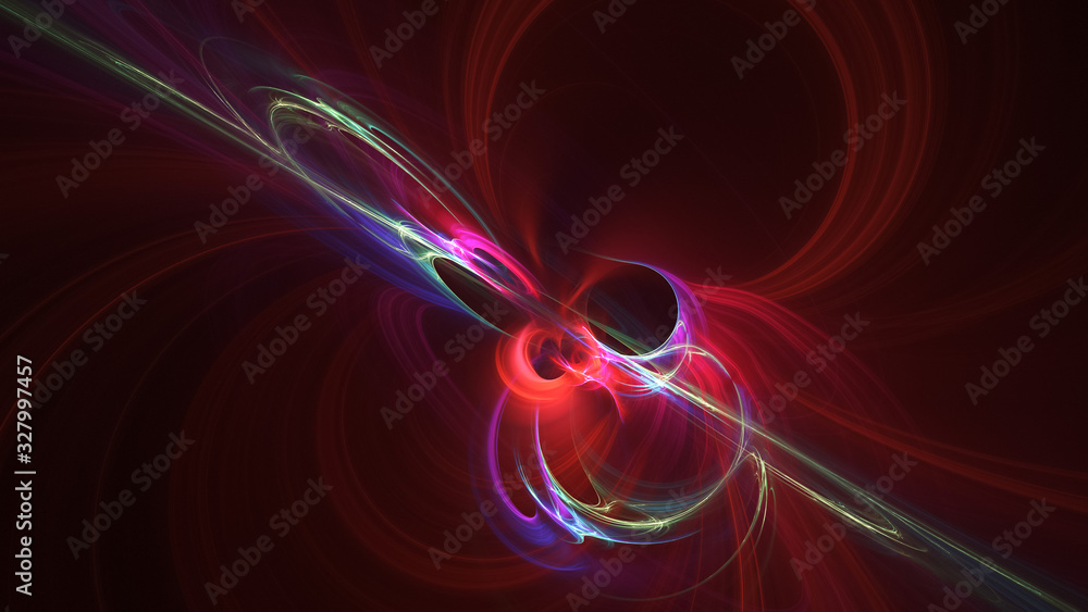 Obraz premium Abstract red glowing shapes. Fantasy light background. Digital fractal art. 3d rendering.