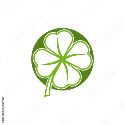 Four leafed shamrock Symbol of luck and Saint Patrick Day holiday Isolated on white background