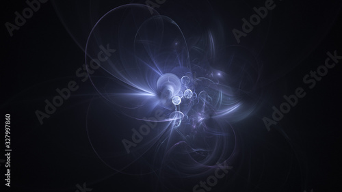 Abstract grey glowing shapes. Fantasy light background. Digital fractal art. 3d rendering.