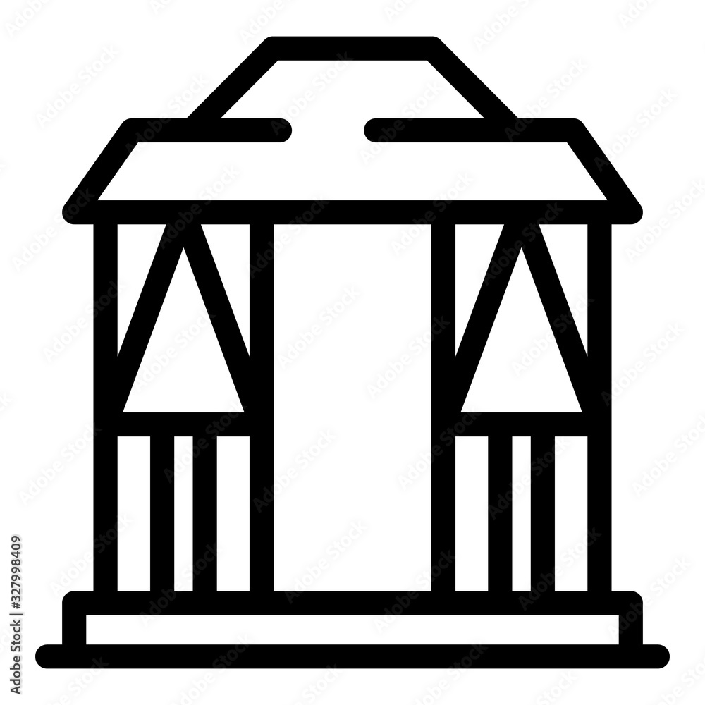 Pergola gazebo icon. Outline pergola gazebo vector icon for web design isolated on white background Pergola gazebo icon. Outline pergola gazebo vector icon for web design isolated on white background