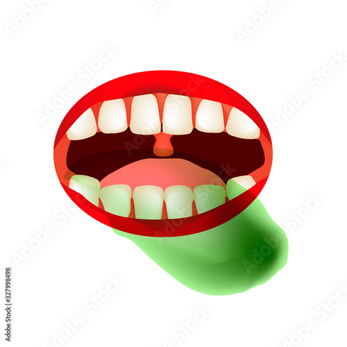 bad breath. Halitosis. The structure of the teeth and oral cavity. Diseases of the teeth. Infographics. Vector illustration on isolated background.