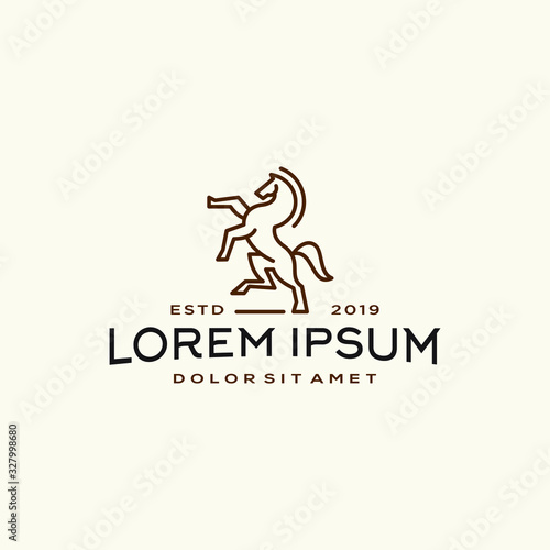 stallion horse pegasus unicorn logo design in line lineart linear outline style vector monoline