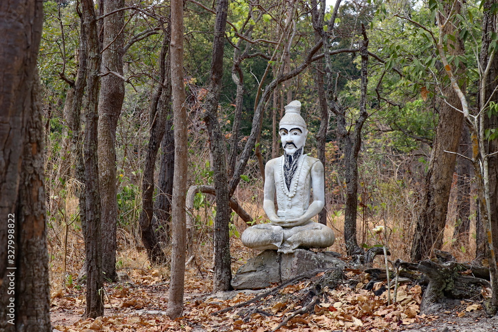 statue of buddha in the woods