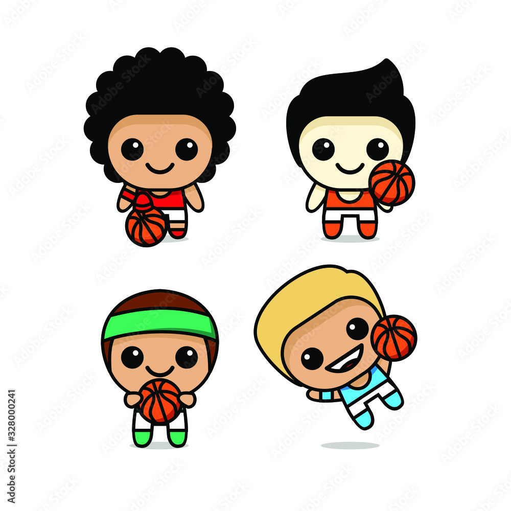 collection of cute kawaii basketball character collection of cute kawaii basketball character