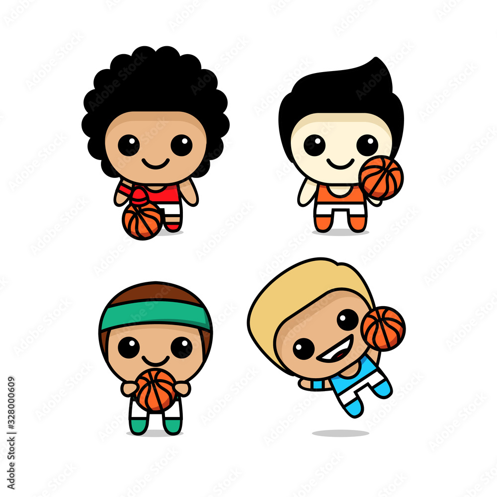 collection of cute kawaii basketball character collection of cute kawaii basketball character