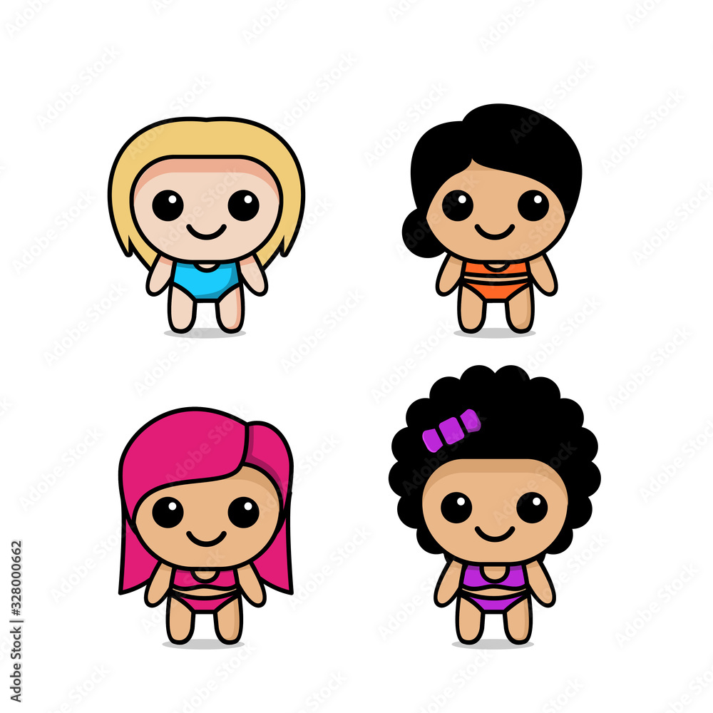 collection of cute kawaii girl bikini character collection of cute kawaii girl bikini character