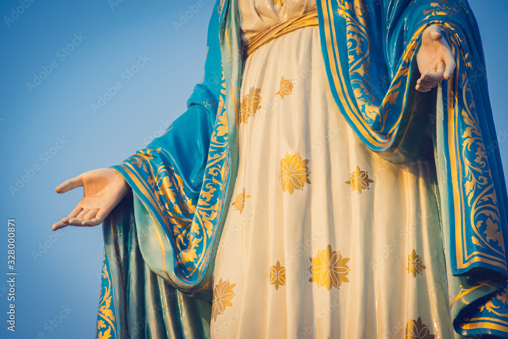 The Blessed Virgin Mary Statue Figure Catholic Praying For Our Lady The Virgin Mary Blue Sky 