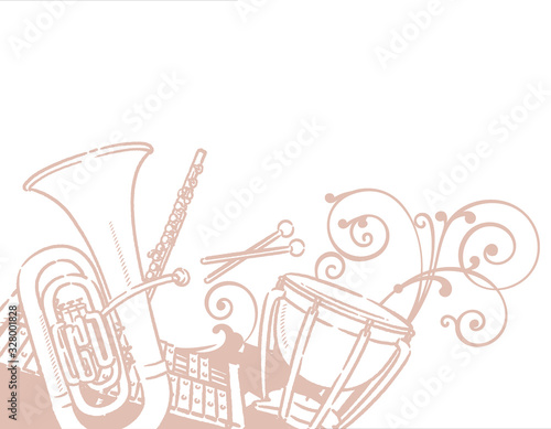 楽器、音楽がテーマの背景素材。