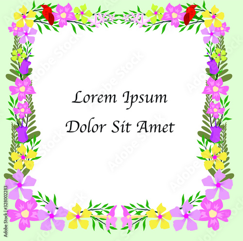 Cute rectangle floral frame template