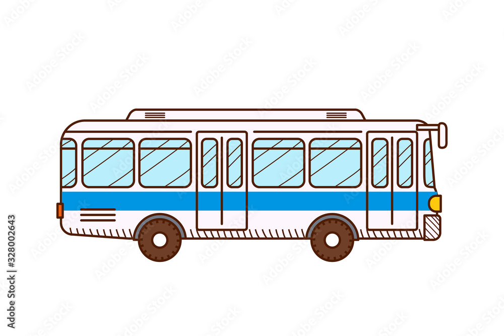 White bus isolated on white background. Public transport. Urban vehicle.