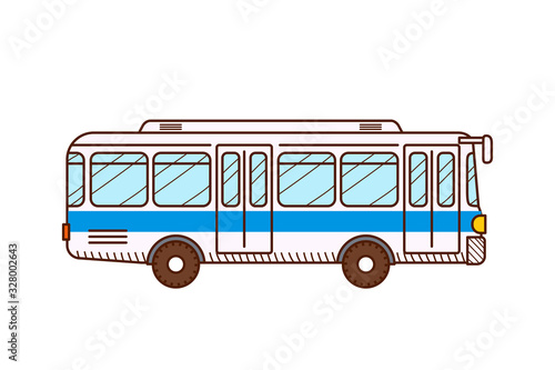 White bus isolated on white background. Public transport. Urban vehicle.