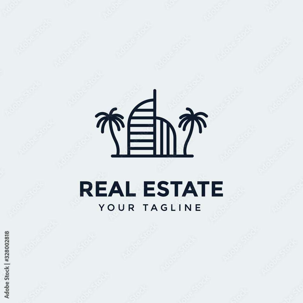 real estate logo design template, Construction Architecture Building symbol vector editable