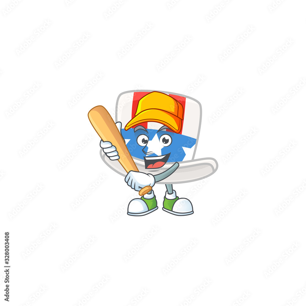 An active healthy uncle sam hat mascot design style playing baseball