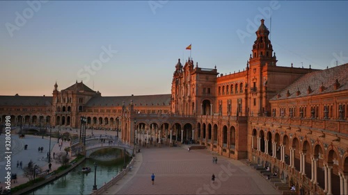 4K Timelapse in Spain Square (Plaza España) in Seville, the capital of Andalusia. One of the symbols of the city, a popular landmark.
