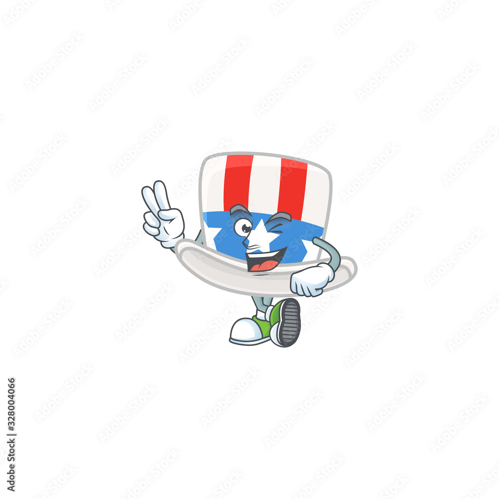 Cute cartoon mascot picture of uncle sam hat with two fingers Cute cartoon mascot picture of uncle sam hat with two fingers