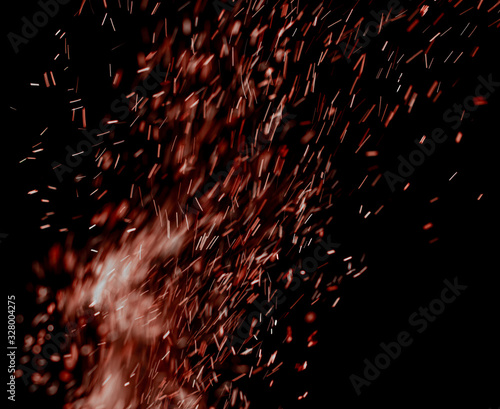 flame of fire with sparks on a black background