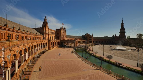 4K Timelapse of the famous landmark Plaza de Espana in Seville City Center with Architecture Details.