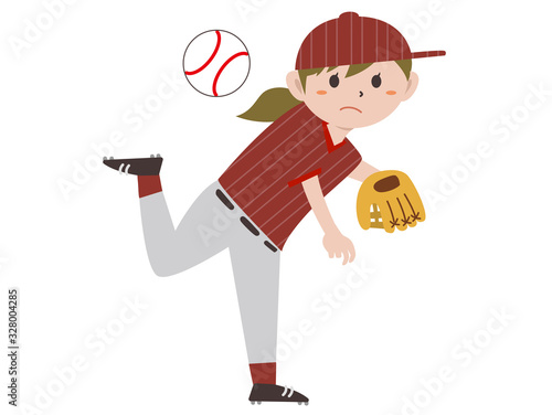 スポーツ　野球　ピッチャー　女性
